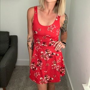 Divided Red Floral Dress